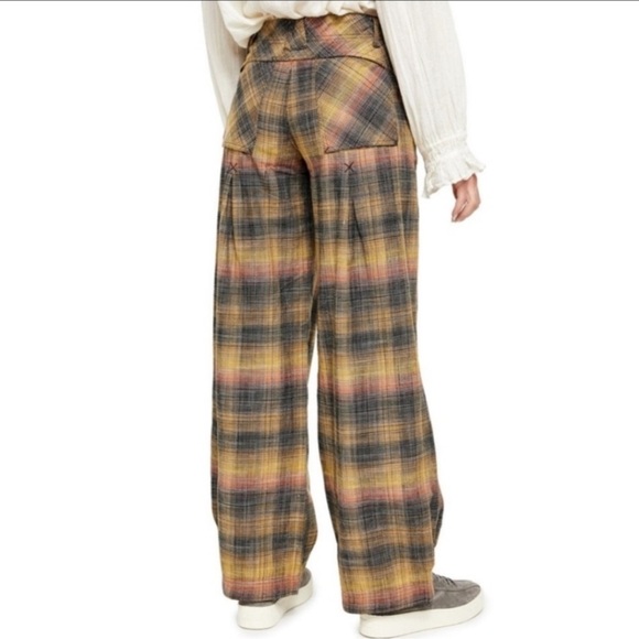 Free People Birch Plaid Pant Women's Size 6 Boho Relaxed Fit - Picture 2 of 11
